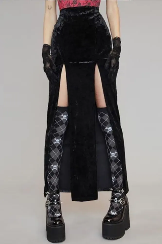 Black High Rise Slit Maxi Skirt - Image 1