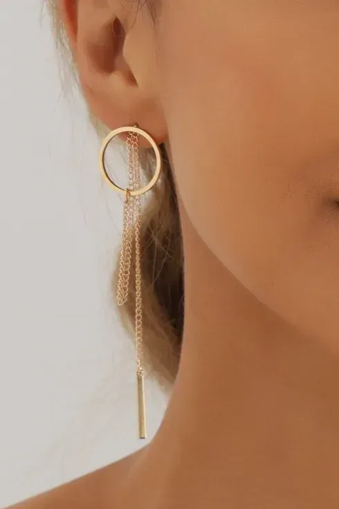 Golden Chain Drop Earrings - Image 1