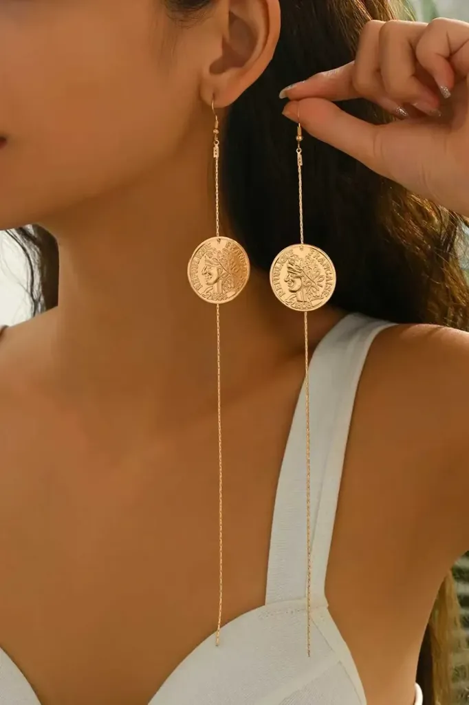 Golden Statement Dangle Earrings - Image 1