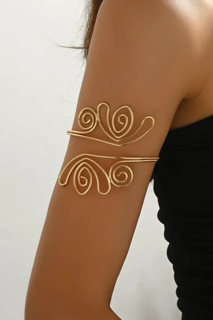 Golden Geometric Arm Cuffs - Image 1