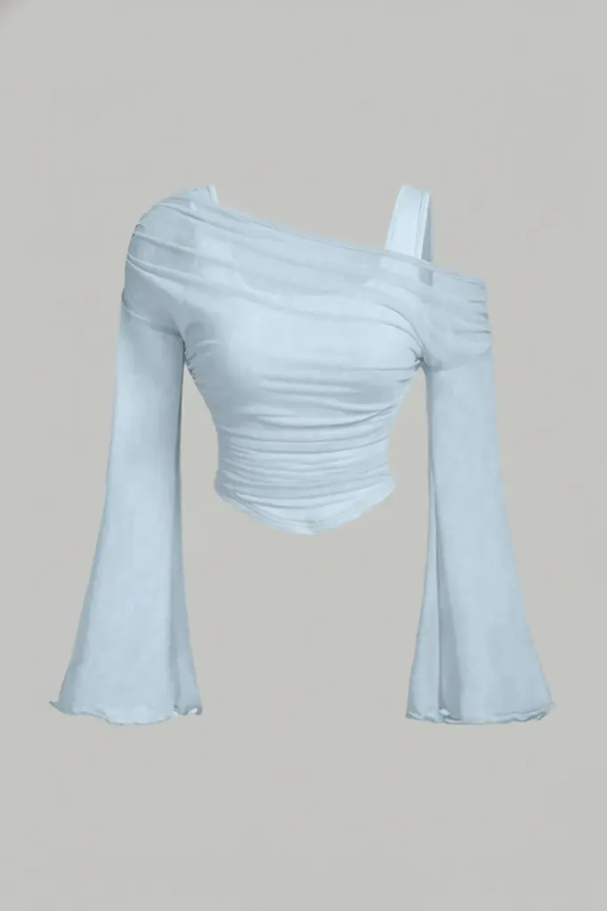 Light Blue Flared Sleeves Top - Image 1