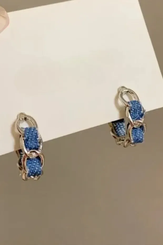 Blue Sapphire Hoop Earrings - Image 1