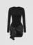 Black Draped Bodycon Mini Dress