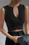Black Solid V-Neck Crop Top