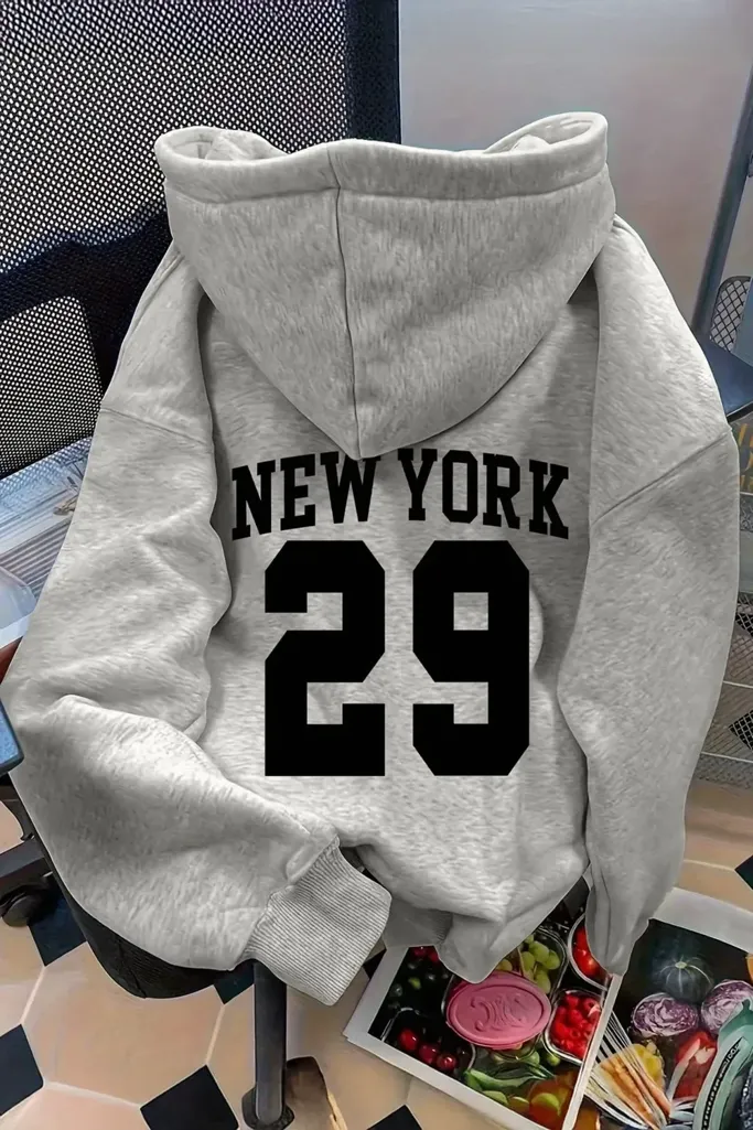 Grey Typographic Cozy Hoodie - Image 1