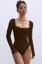 Brown Square Neck Bodysuit