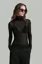Black Solid Sheer Turtle Neck Top