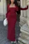 Maroon Square Neck Maxi Dress With Cardigan
