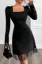 Black Ruffled Square Neck Mini Dress