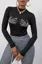 Black High Neck Fitted Graphic Top