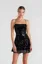 Black Floral Square Neck Tie-Up Mini Dress
