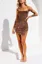Brown Sequin Tulip Mini Dress