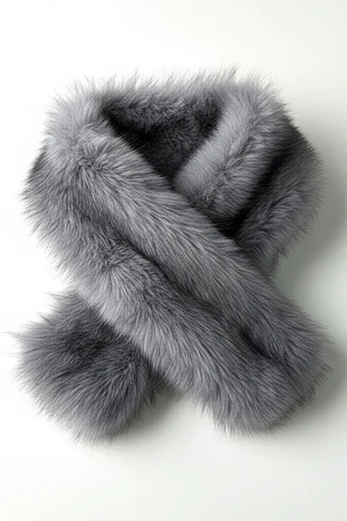 Grey Fur Winter Scarf - Image 1