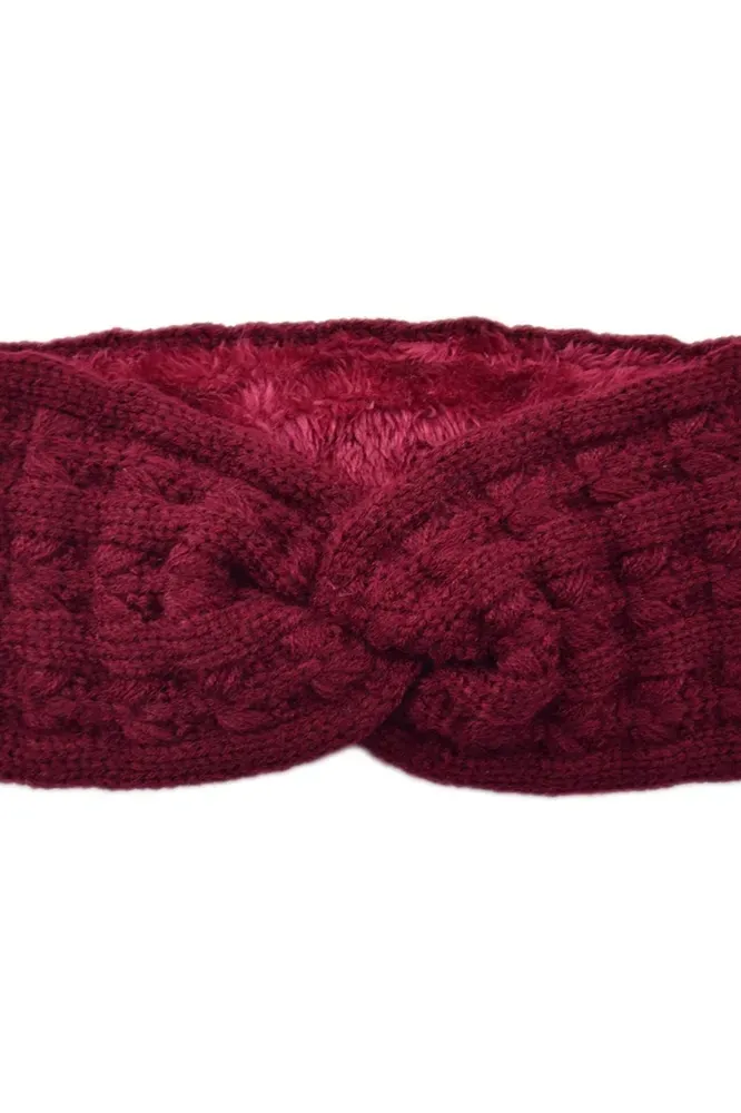 Maroon Solid Textured Hair Band - Image 1