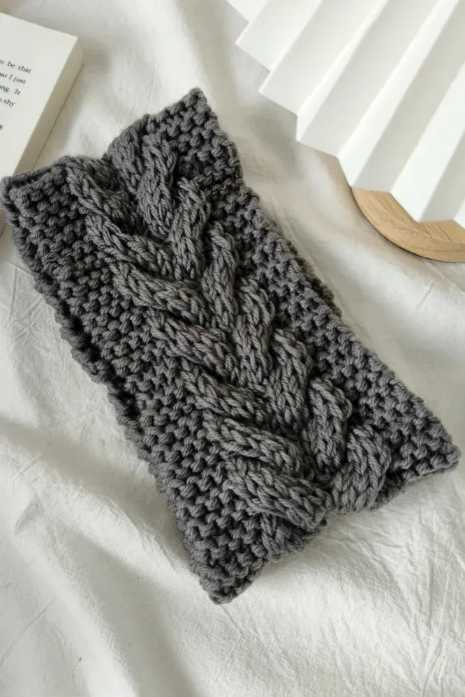 Grey Solid Textured Hair Band - Image 1