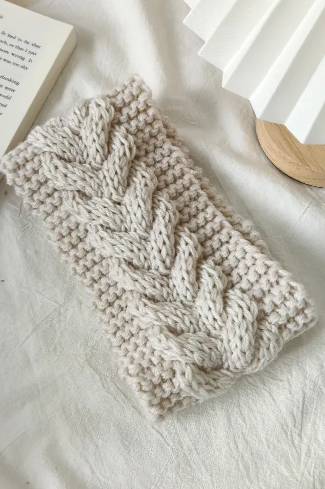Beige Solid Textured Hair Band - Image 1
