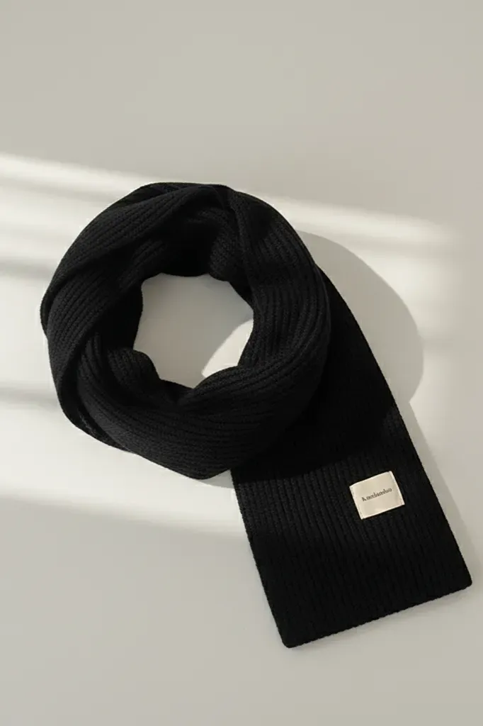 Black Textured Cozy Scarf - Image 1
