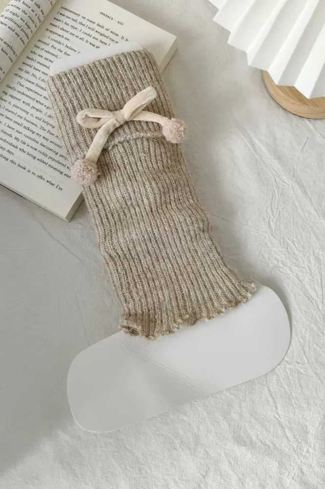 Beige Bow Leg Warmers - Image 1