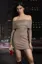 Gold Textured Off Shoulder Mini Dress