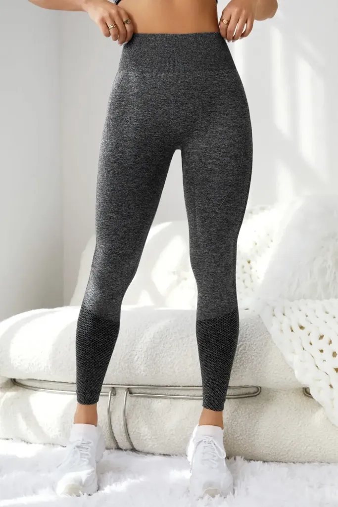 Grey Solid High Rise Leggings - Image 1