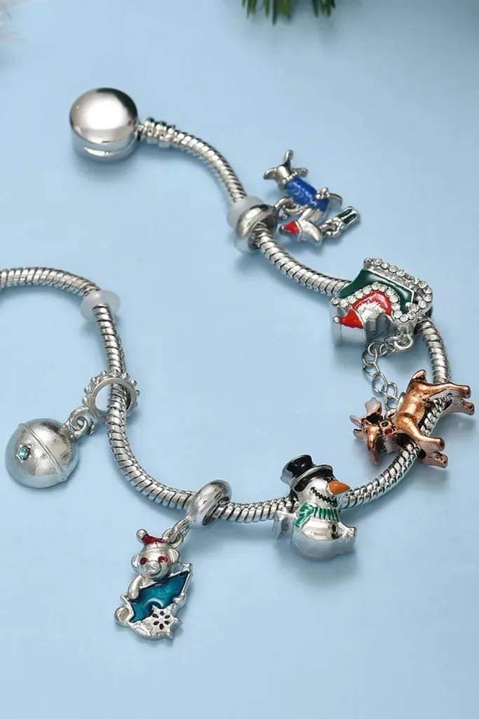 Silver Christmas Charm Bracelet - Image 1