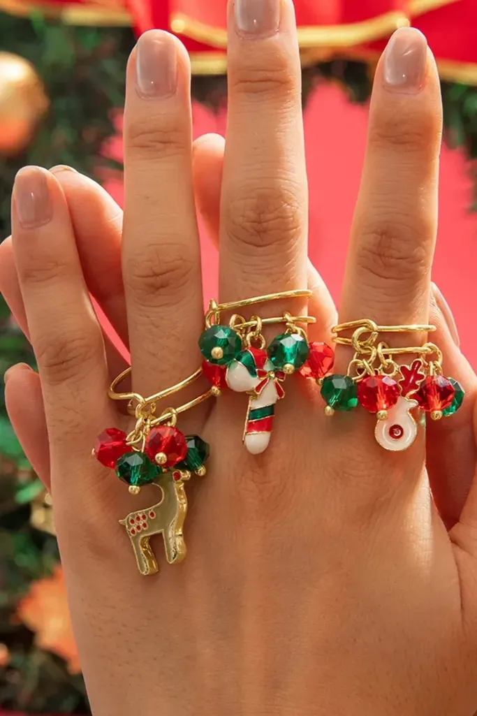 Golden Christmas Set Of 3 Rings - Image 1