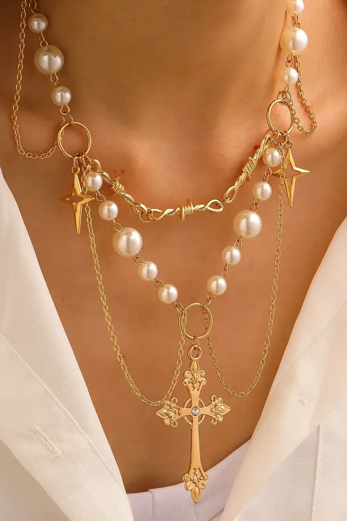 Golden Layered Elegance Necklace - Image 1