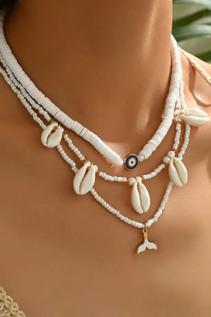 White Pearl Layered Necklace - Image 1