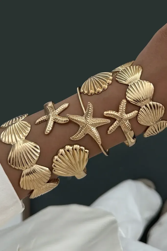 Golden Sea Set Of 5 Cuff Bracelets - Image 1