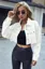 White Ripped Crop Denim Jacket