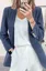 Grey Solid Lapel Collar Blazer