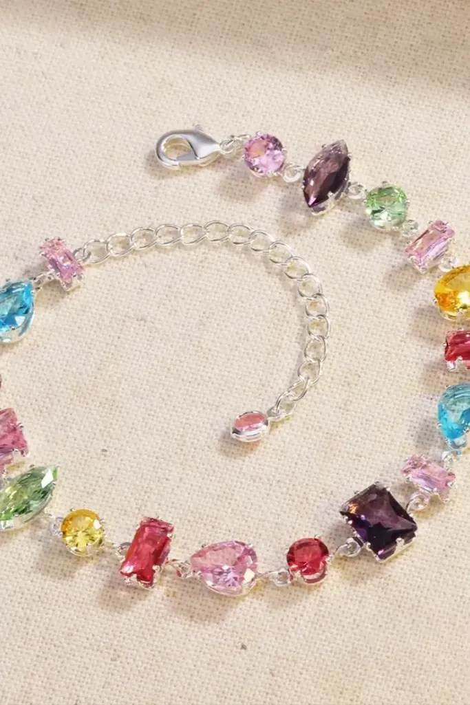 Silver Multicolor Elegant Statement Bracelet - Image 1
