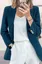 Teal Solid Lapel Collar Blazer