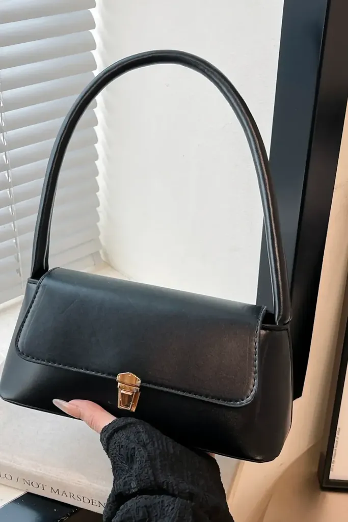 Black Solid Pu Shoulder Bag - Image 1