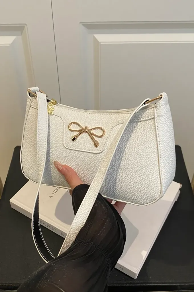 White Bow Pu Shoulder Bag - Image 1