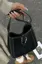 Black Solid Flap Hobo Bag