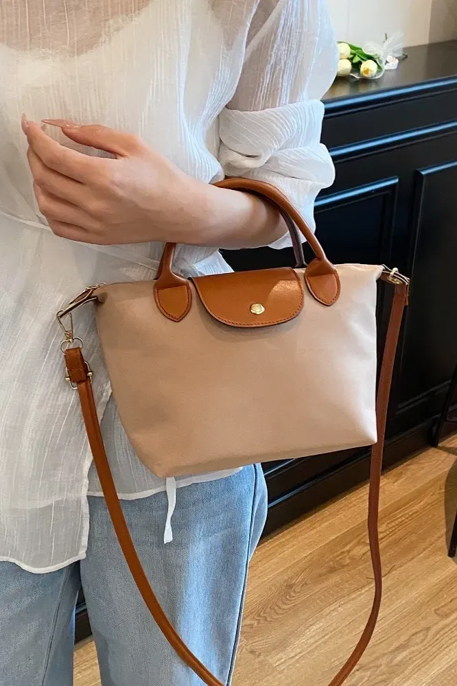 Beige Flap Crossbody Hand Bag - Image 1