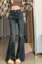 Dark Blue Frayed Hem Bootcut Jeans