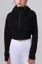 Black Solid Hooded Crop Jacket