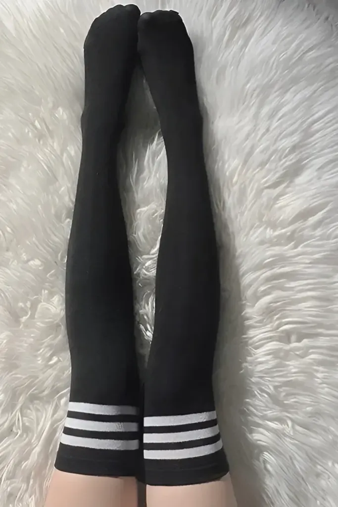 Black Striped Pair Of Stockings - Image 1