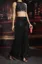 Black Solid Mid Rise Sequined Trousers