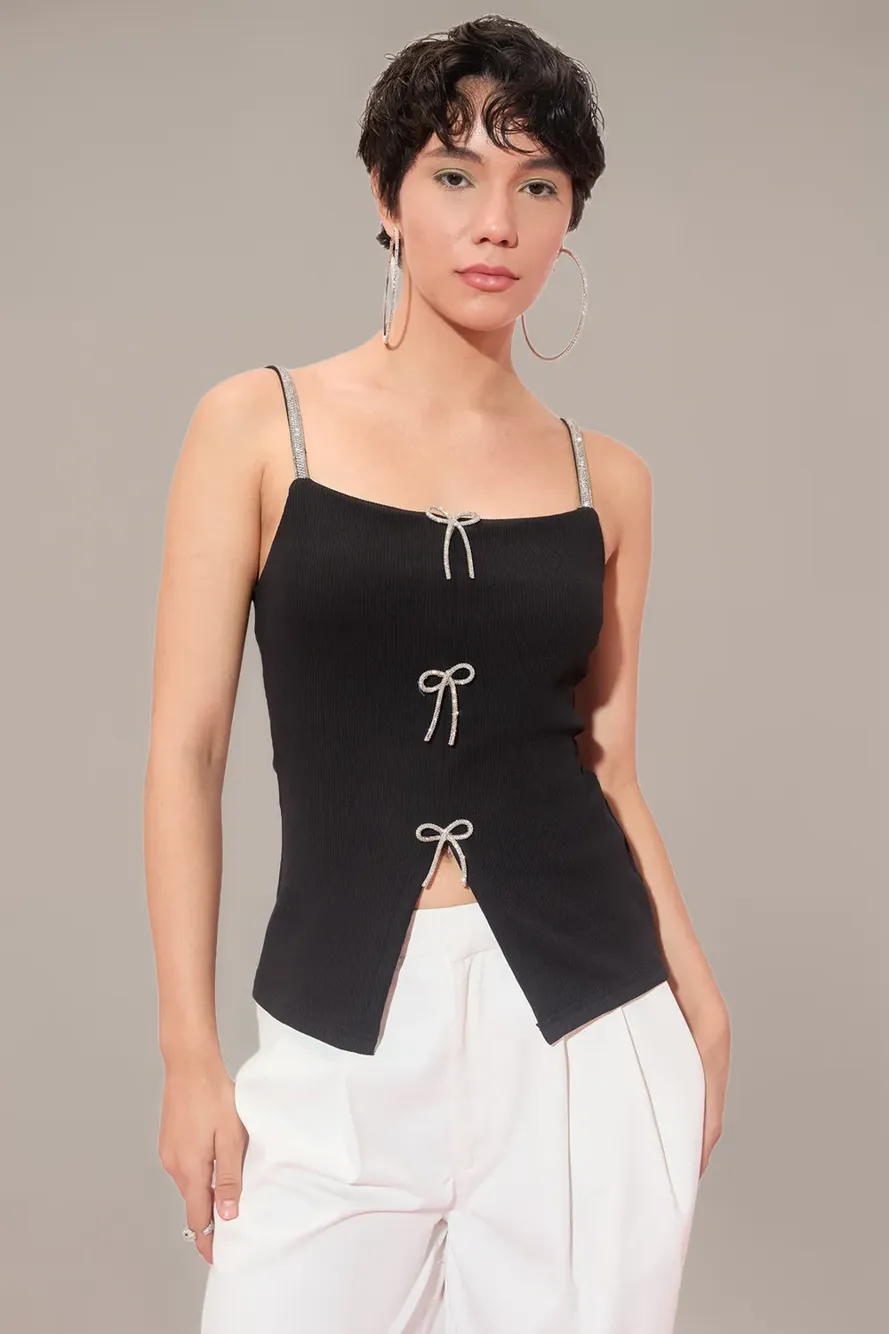 Grey Embroidered Ribbon Corset Top - NEWME