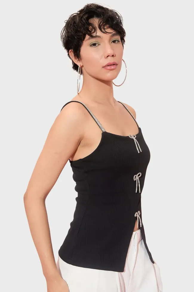 Black Bow Detail Top - NEWME