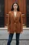 Brown Solid Lapel Collar Blazer