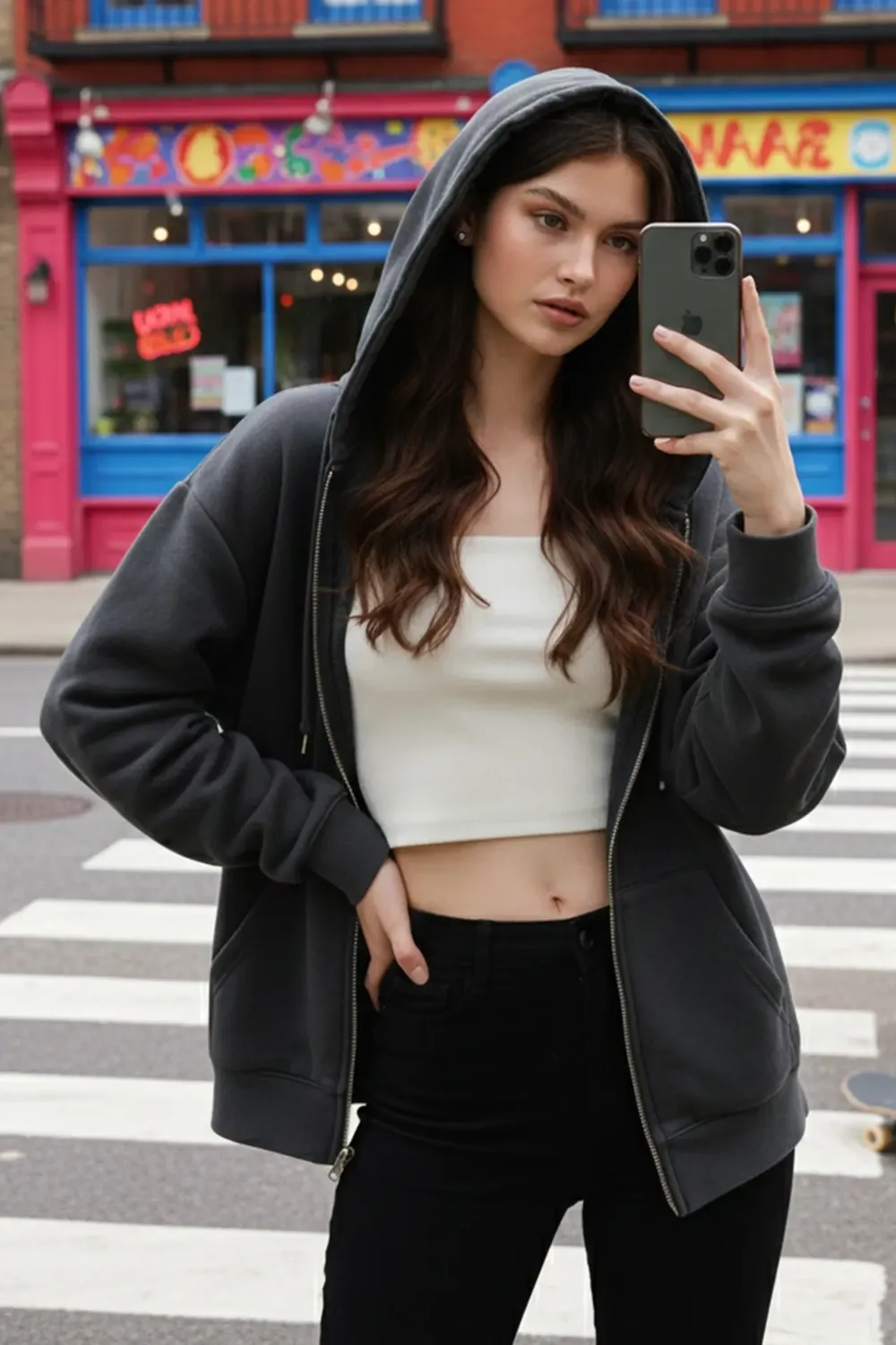 Dark Grey Oversized Hooded Jacket