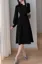 Black Solid Buttoned Midi Dress