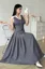 Grey Solid High Rise A-Line Maxi Skirt