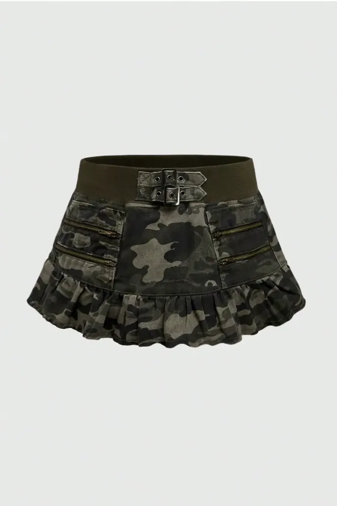 Black Camouflage Skater Mini Skirt - Image 1