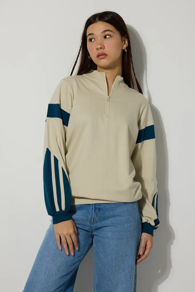 Cream Oversized Sleeve Detailed Sweatshirt - Image 1