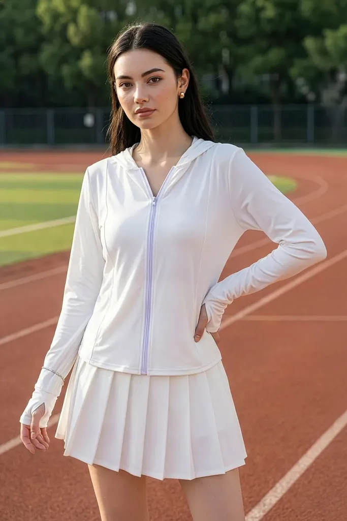 White Hood Neck Casual Jacket - Image 1
